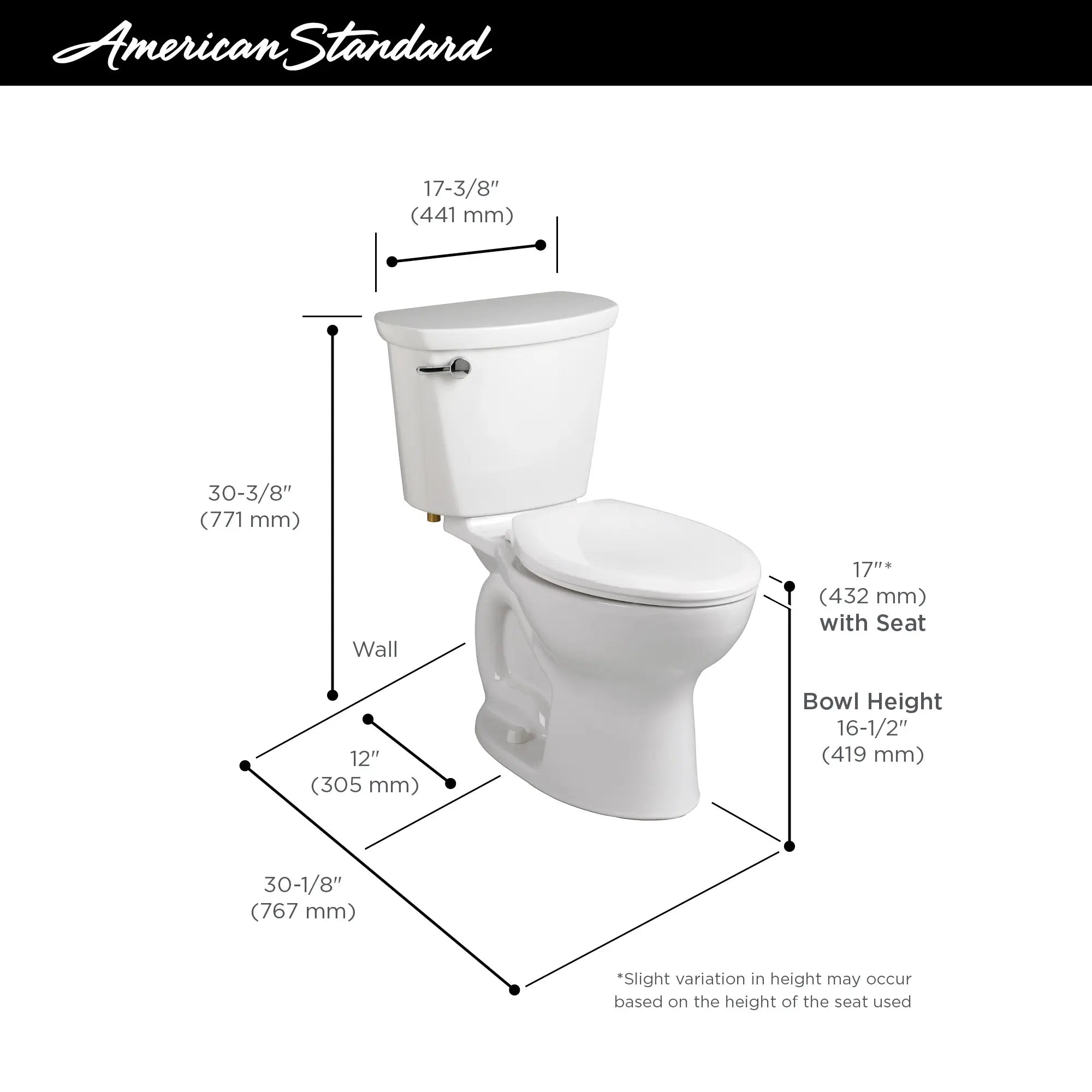 Cadet PRO Two-Piece 1.28 GPF/4.8 LPF Elongated Chair Height Toilet Bowl - Water-Saving, Comfort Height Design for Bathroom & Powder Room Renovations