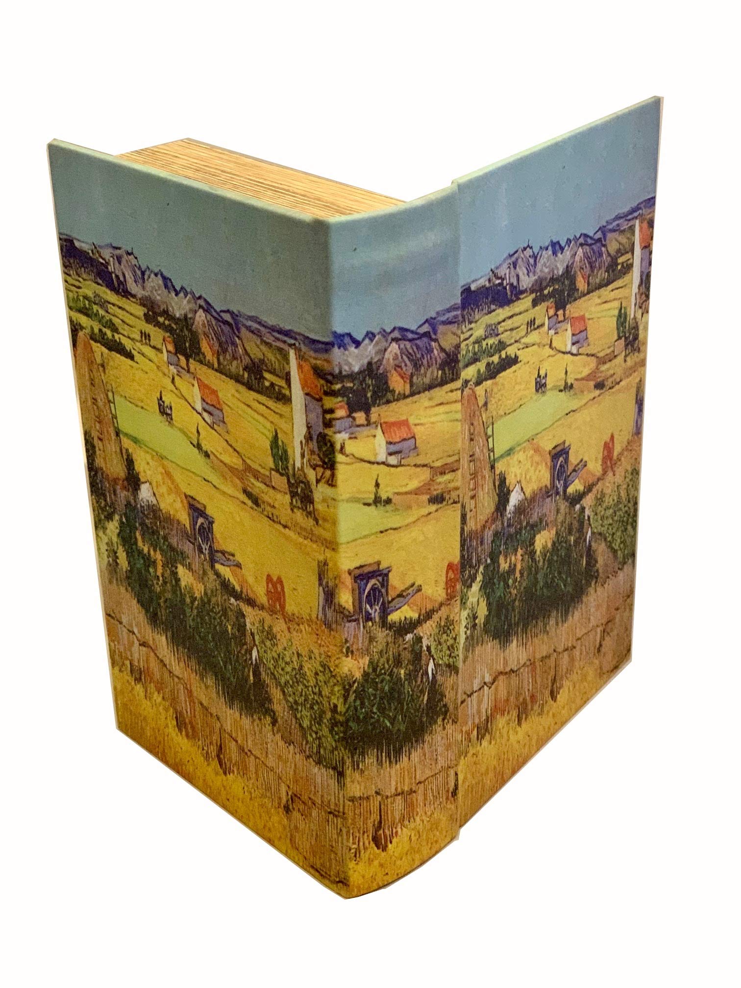 Handmade Van Gogh Leather Book Box - Rustic Wooden Decorative Storage for Keepsakes, Jewelry & Valuables | Perfect for Home Decor, Gift Giving & Secret Stash