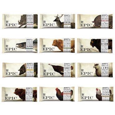 Epic Bars Variety Pack - 12 Flavors (12 Pack) | High Protein Snack Bars for Hiking, Camping & On-the-Go Nutrition | Gluten Free & Paleo Friendly
