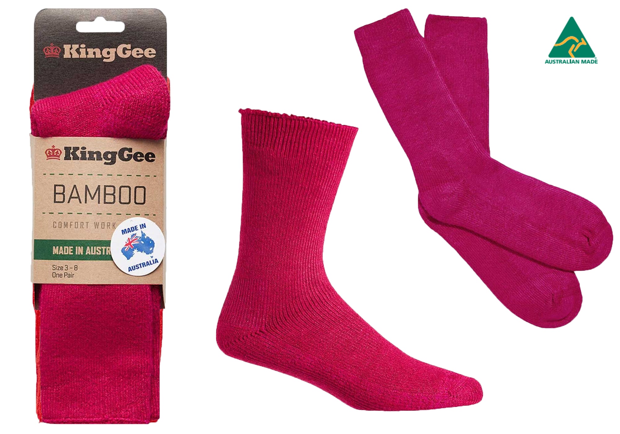 6 Pairs KingGee Women's Bamboo Work Socks - Breathable & Comfortable Australian-Made Socks for Nurses, Chefs & Outdoor Workers