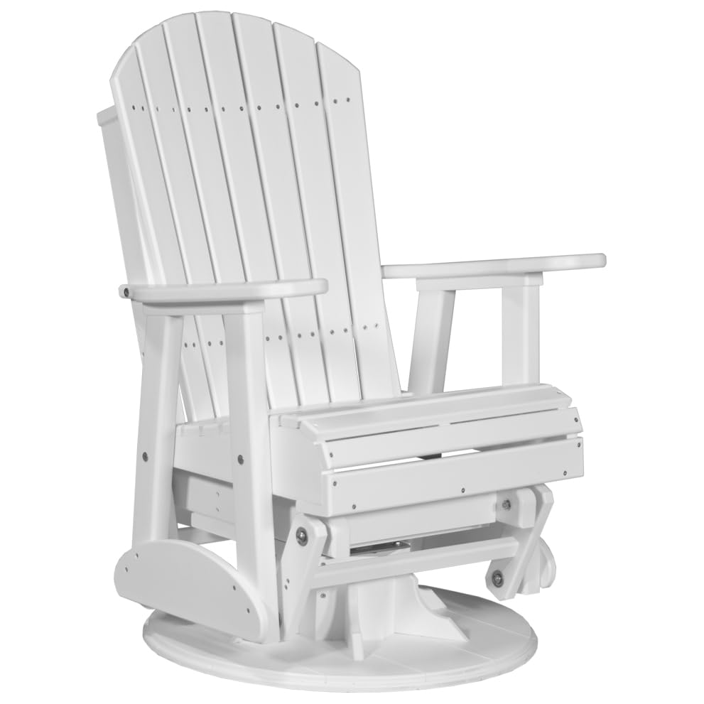White 2' Adirondack Swivel Glider Chair - Durable Poly Lumber Outdoor Furniture for Patio, Garden & Poolside Relaxation - Furniture Barn USA