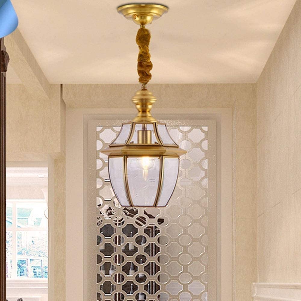 WKKYY Modern Golden Copper Pendant Chandelier - Elegant Lighting for Corridor, Aisle, Bar, Restaurant, Stairwell, Porch & Balcony - 250x440mm
