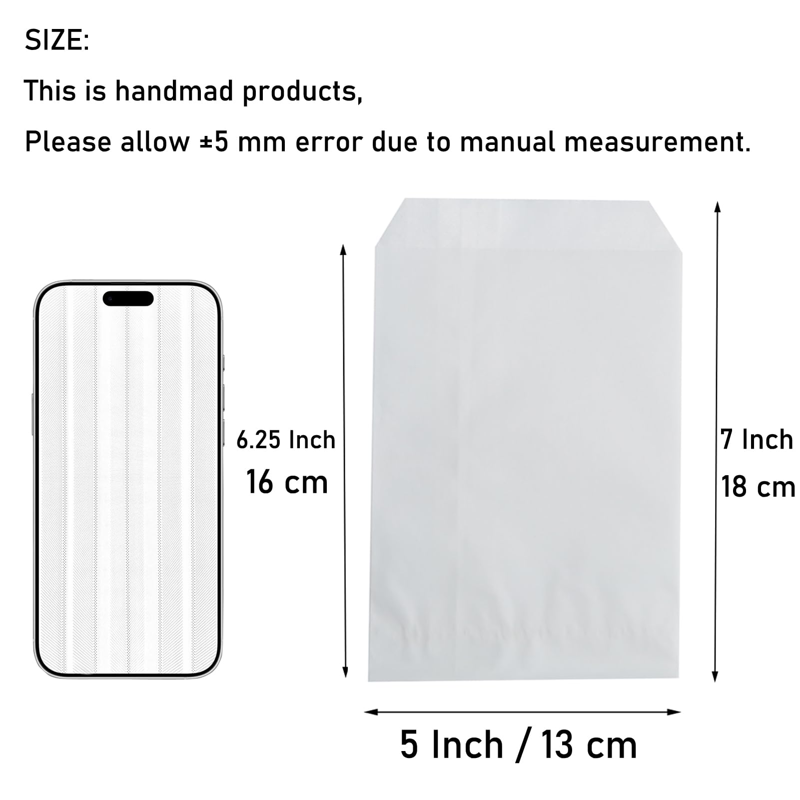 Tendwarm 100 Pcs 5x7 Inches Glassine Waxed Paper Gift Bags - Eco-Friendly Small Party Favor Bags for Weddings, Baby Showers & Birthday Gifts