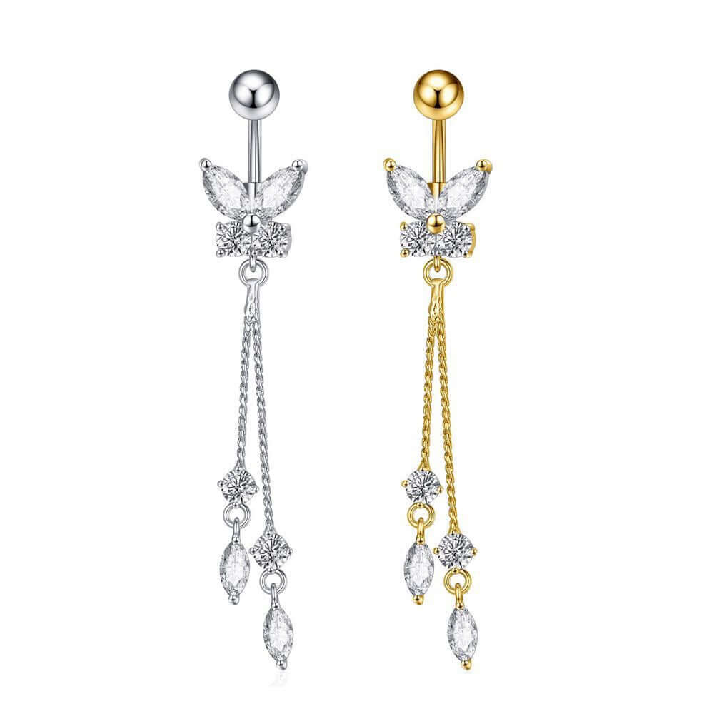 Sparkling Tassel Belly Button Rings | WH2574 - Stylish Body Jewelry for Parties, Beach & Festival Outfits