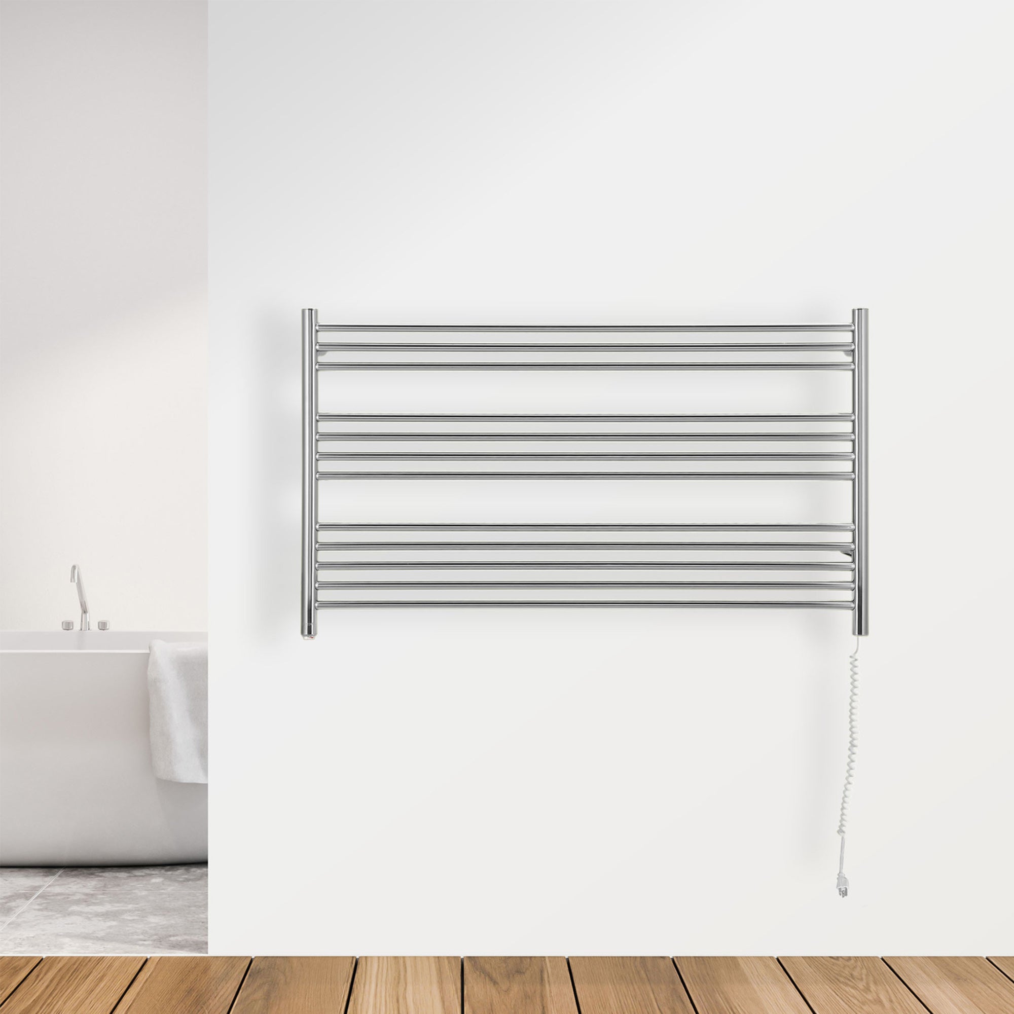 Ancona Amplia Dual 12 Bar Hardwired & Plug-in Chrome Towel Warmer - Premium Bathroom Heated Towel Rack for Spa, Luxury Home & Hotel Use