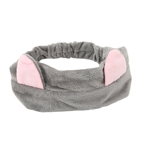 Cute Cat Ear Headband for Bath & Skincare - Grey Hair Accessory for Women