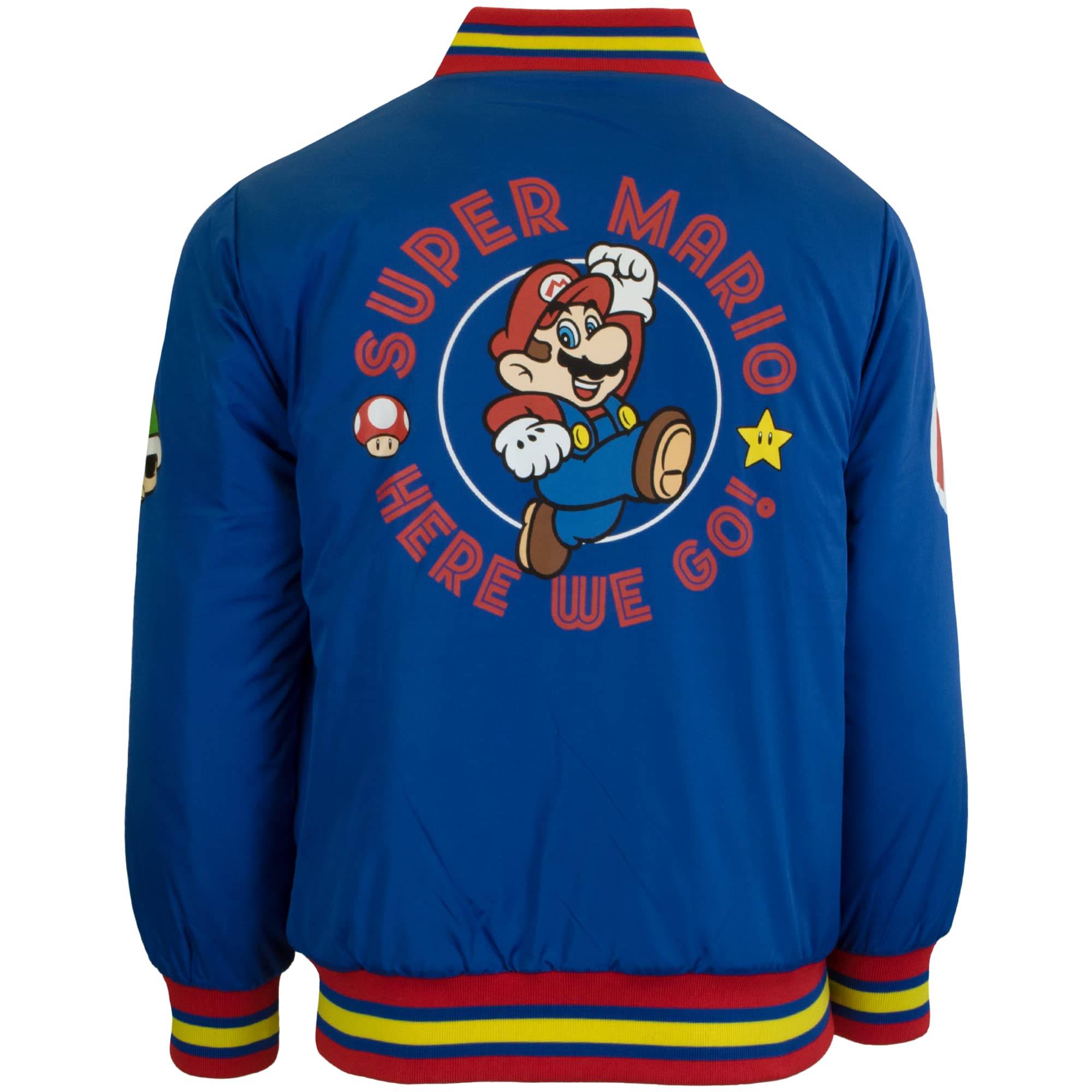 Nintendo Super Mario & Luigi Bomber Jacket - Official Licensed Video Game Cosplay Costume for Halloween, Comic Con, and Gaming Events
