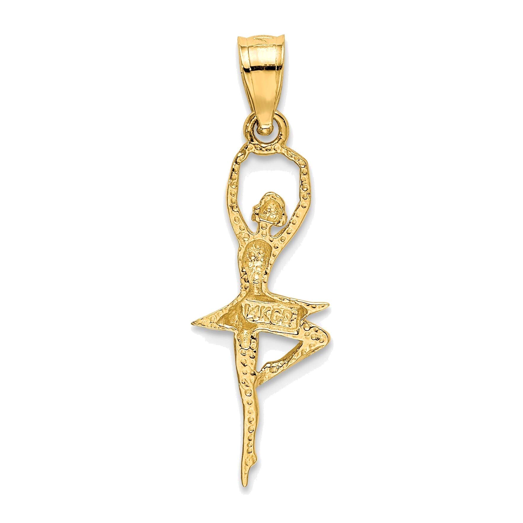 14K Yellow Gold Polished Small Ballerina Pendant Necklace - Elegant Ballet Jewelry Gift for Dancers & Ballerinas - Perfect for Performances, Recitals & Special Occasions