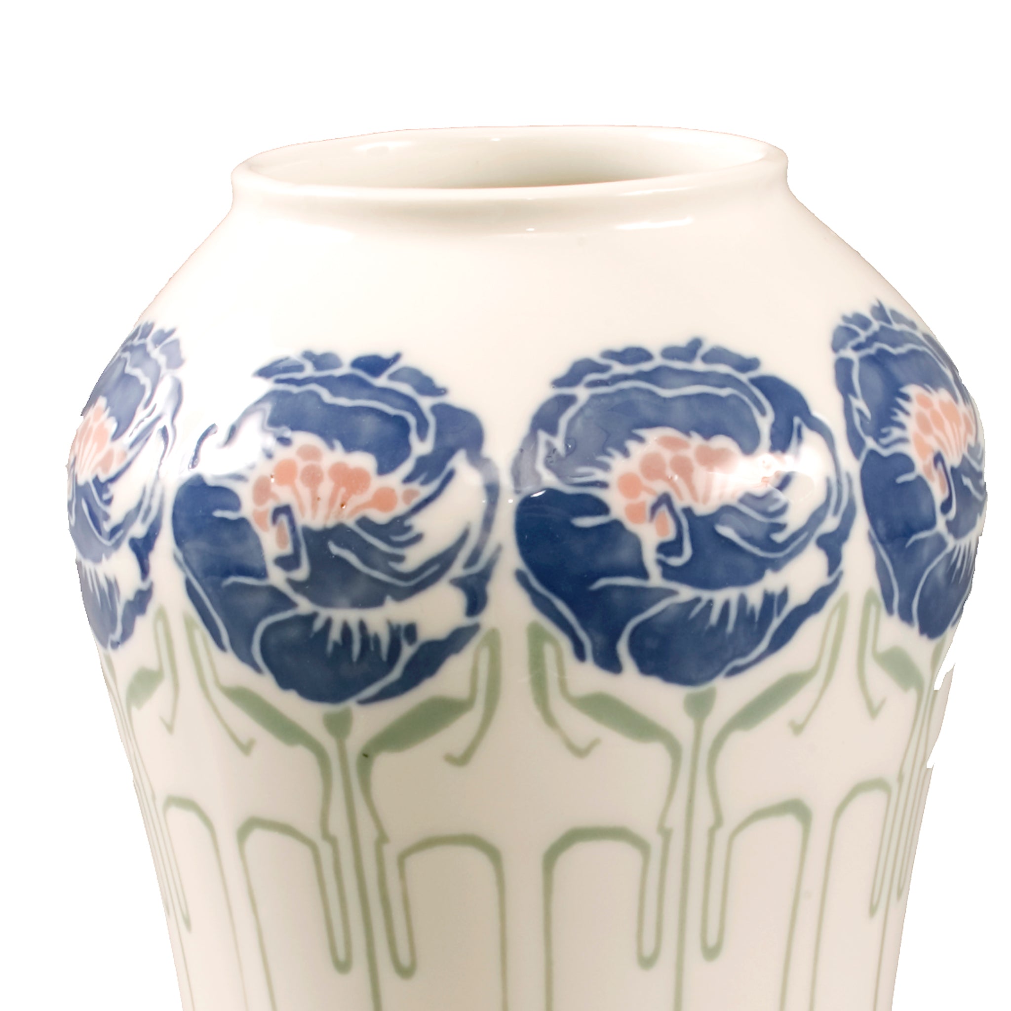 Georges de Feure Floral Ceramic Vase - Handmade French Art Nouveau Home Decor for Living Room, Dining Table & Wedding Centerpiece