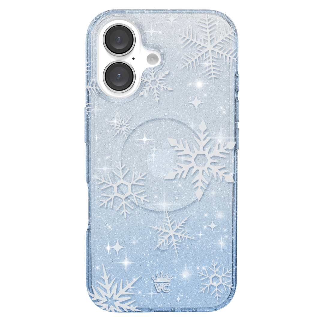 Snow Angel Glitter iPhone Case - Sparkly Protective Phone Cover for iPhone 13/14/15 - Perfect for Winter Holidays, Christmas Gifts & Festive Occasions