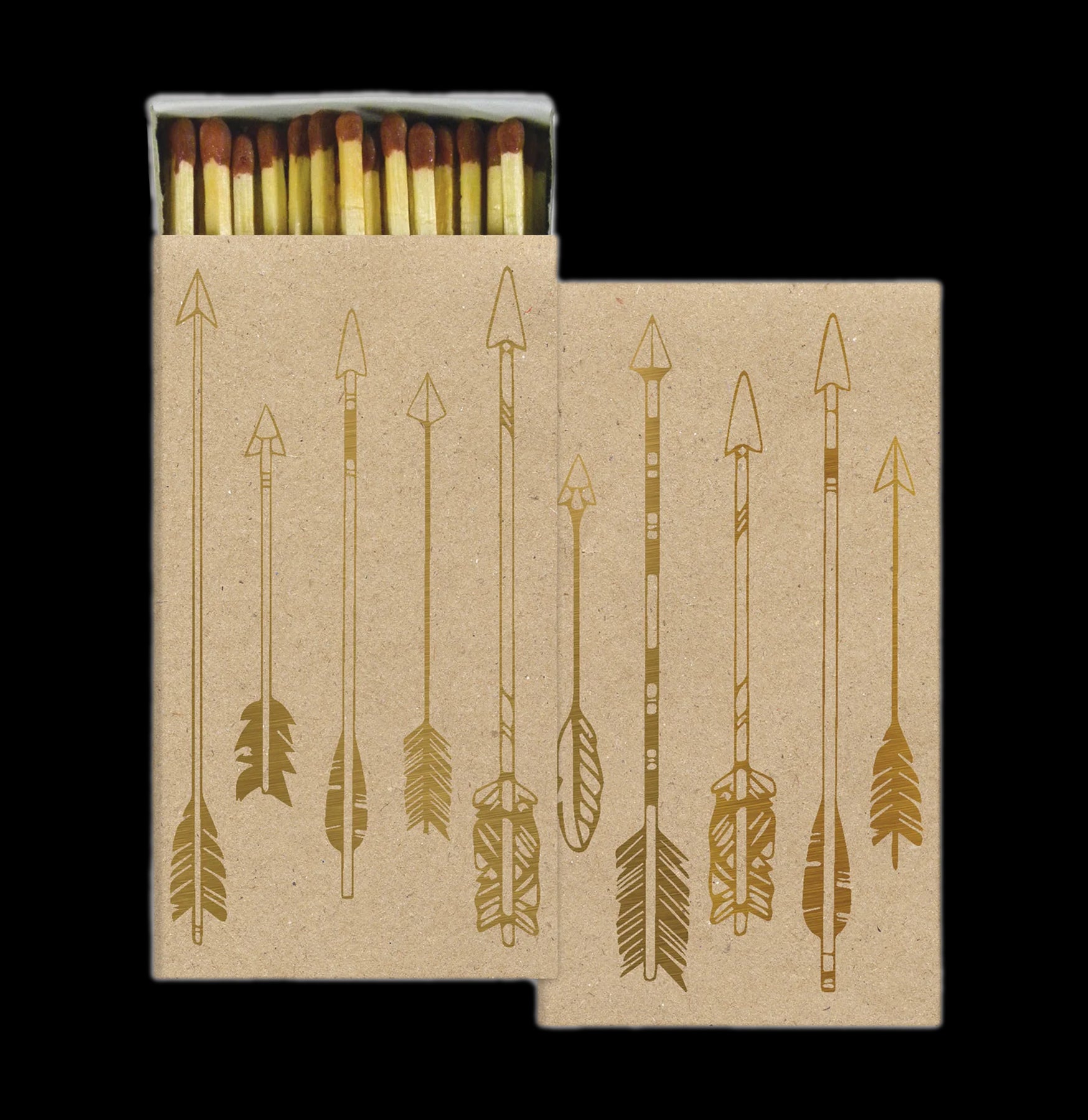 Premium Gold Foil Arrow Matches - Decorative & Long-Lasting Matches for Weddings, Parties & Special Events - Perfect for Candle Lighting, Fireplace & Outdoor Use