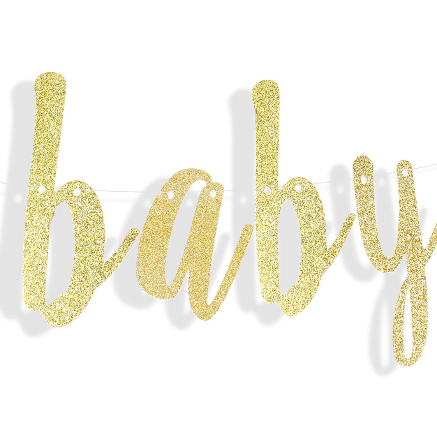 LINGTEER Sweet Baby Boy Gold Glitter Bunting Banner - Perfect for Baby Shower, First Birthday Party, Nursery Decor & Gender Reveal - Elegant Celebration Decorations for Boys