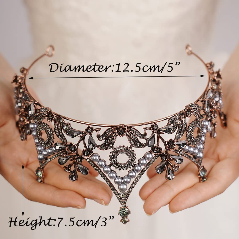 JWICOS Crystal Pearl Wedding Tiara for Bride - Elegant Queen Crown Hair Accessories for Women | Perfect for Pageants, Birthday Parties & Prom Events