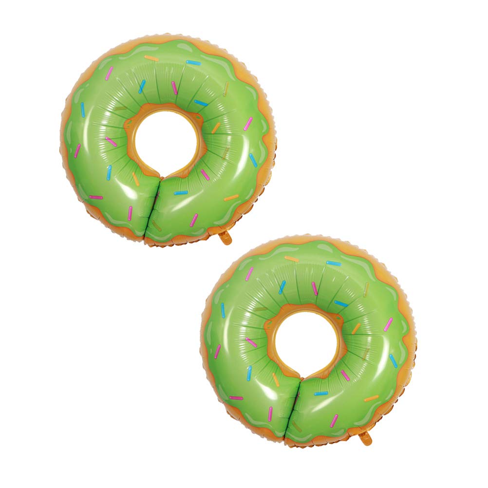 TENDYCOCO 2-Pack Green Doughnut Balloons - Foil Mylar Balloons for Birthday, Wedding, Baby Shower & Party Decorations - Perfect for Indoor & Outdoor Celebrations