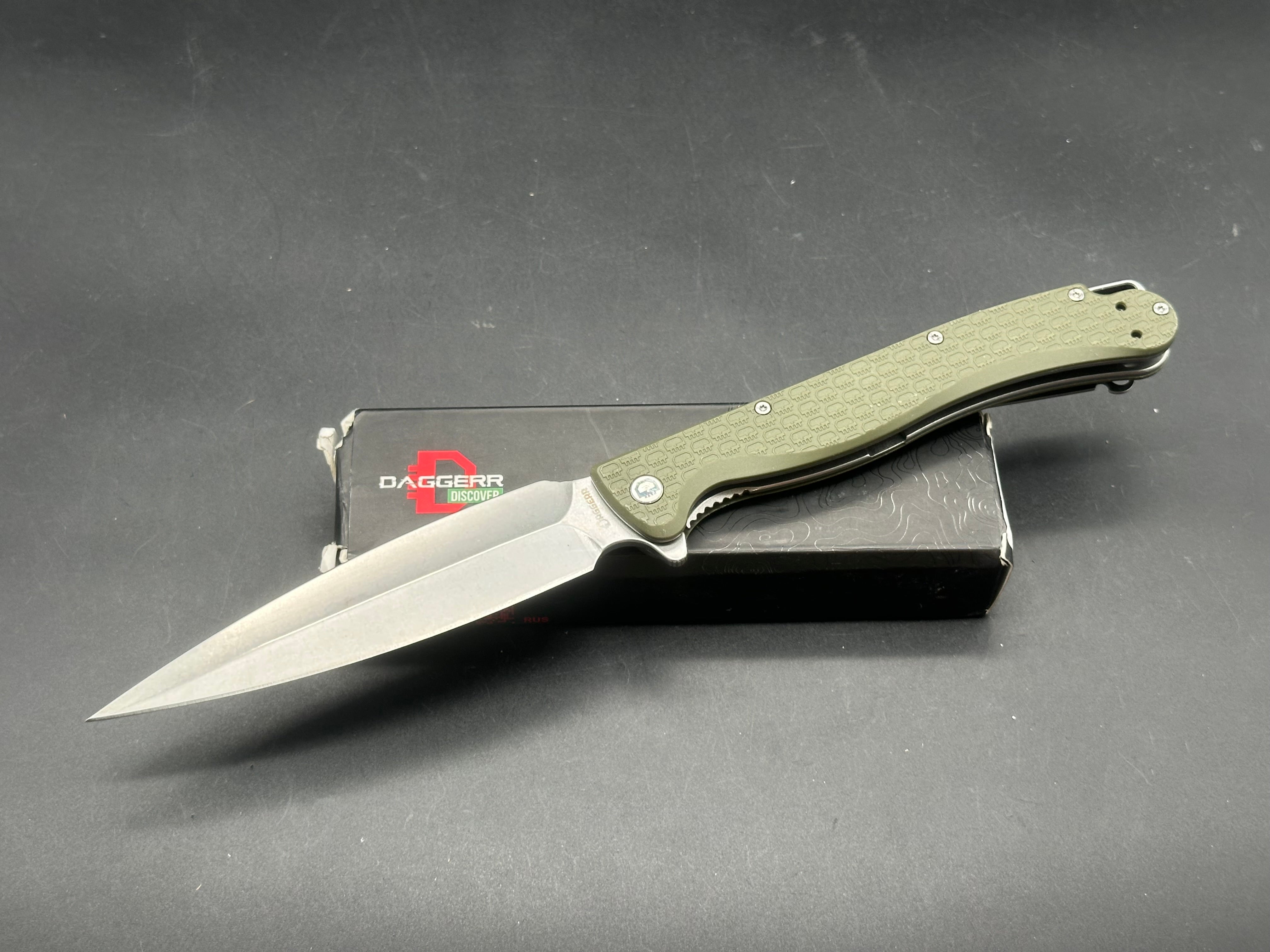 Daggerr Vendetta Olive G10 Folding Knife - Tactical EDC Pocket Knife for Outdoor Camping, Hiking & Survival Gear