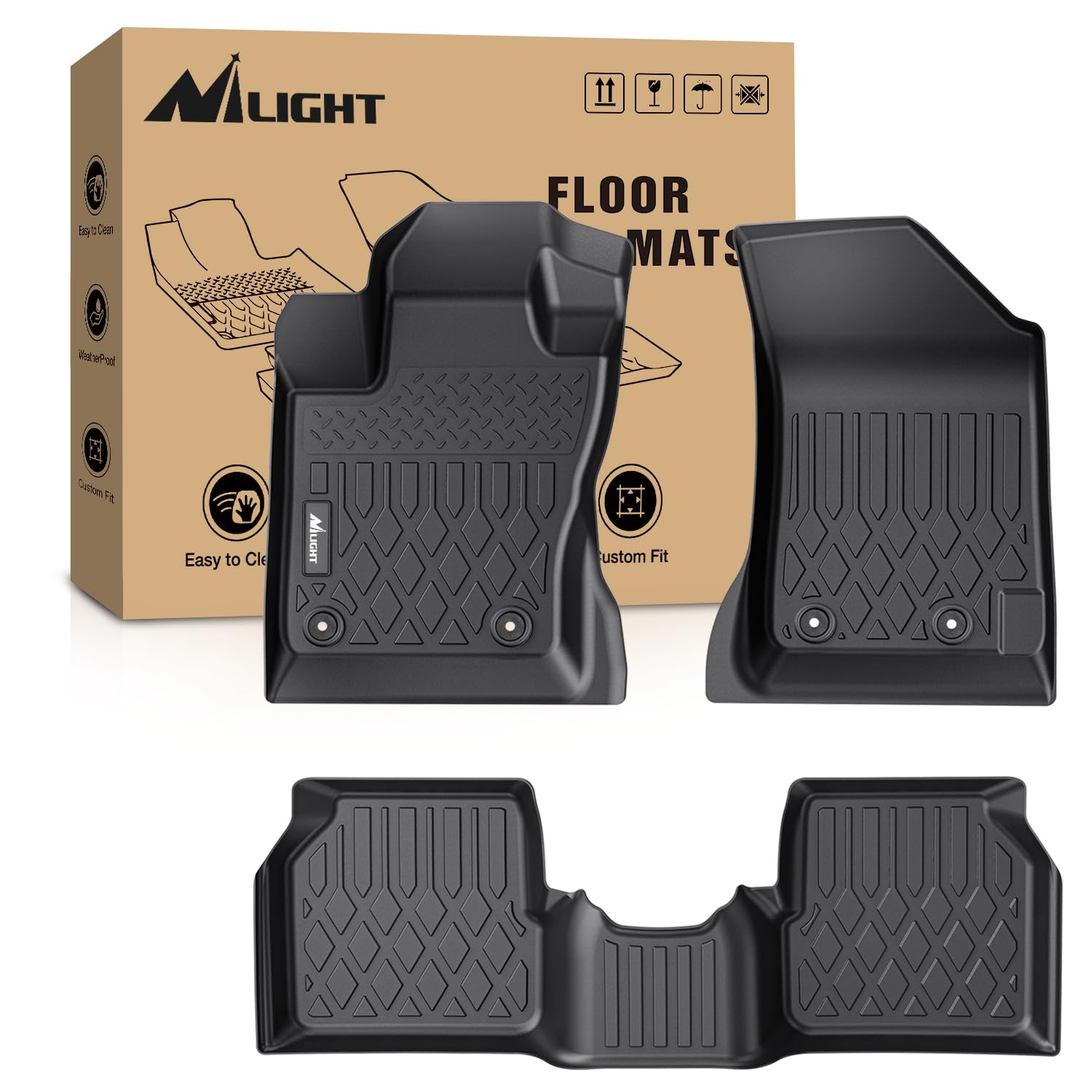 Nilight Custom Fit All-Weather Heavy Duty TPE Floor Mats for Jeep Compass 2017-2025 | Durable Car Floor Liners for Off-Road, Snow, Mud & Everyday Protection