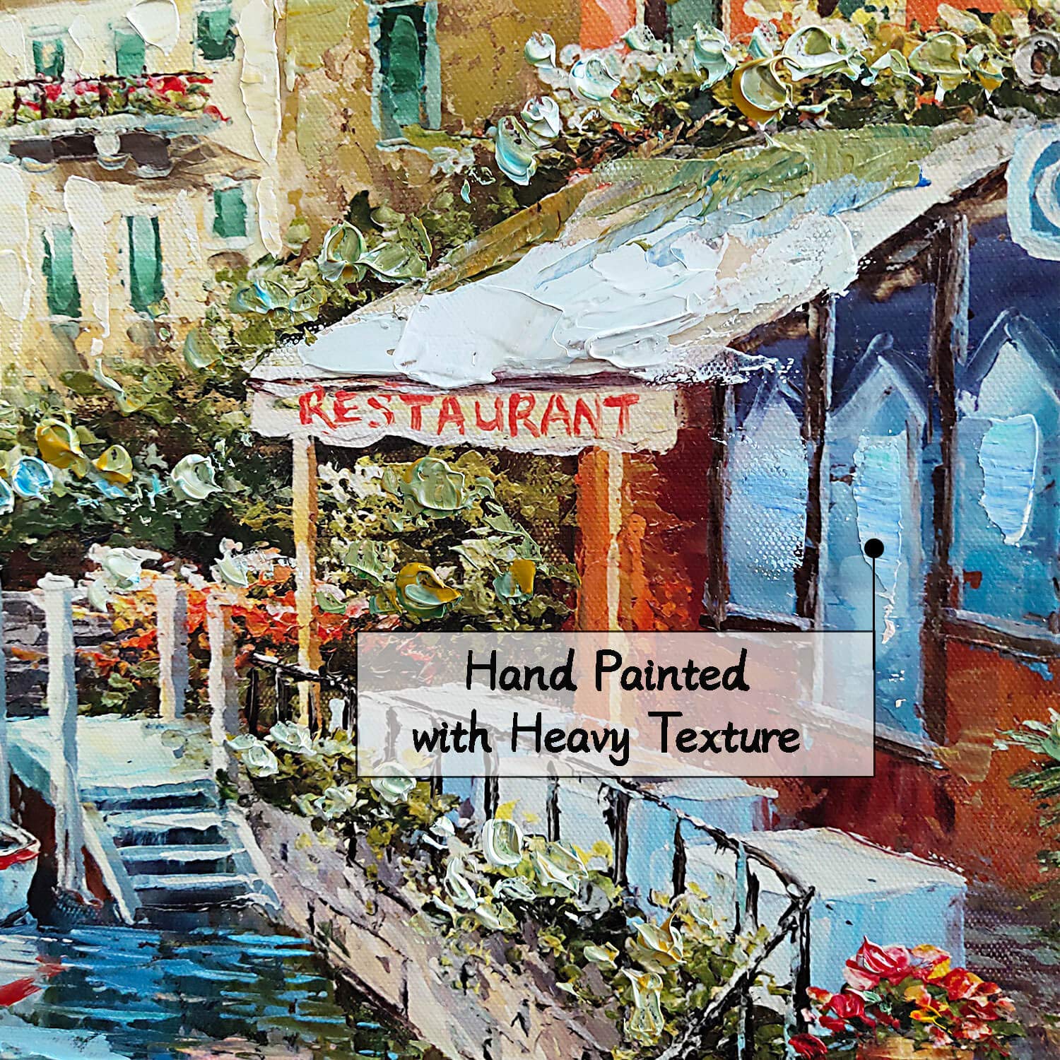 Hand Painted Coastal City Canvas Oil Painting - Textured Wall Art for Living Room, Bedroom & Office Decor - Framed Landscape Artwork (36'' x 24'' x 1 Panel) - Perfect for Beach House, Modern Home & Office Wall Decor