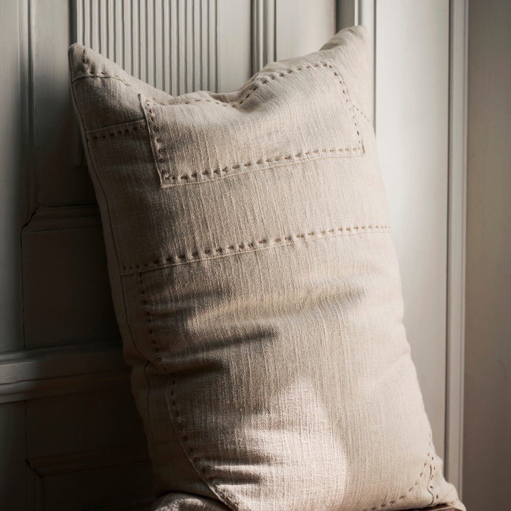 FERM LIVING Darn Cushion - Natural Rectangular Throw Pillow Cover for Sofa, Bed & Home Decor - Boho Chic Living Room & Bedroom Accent