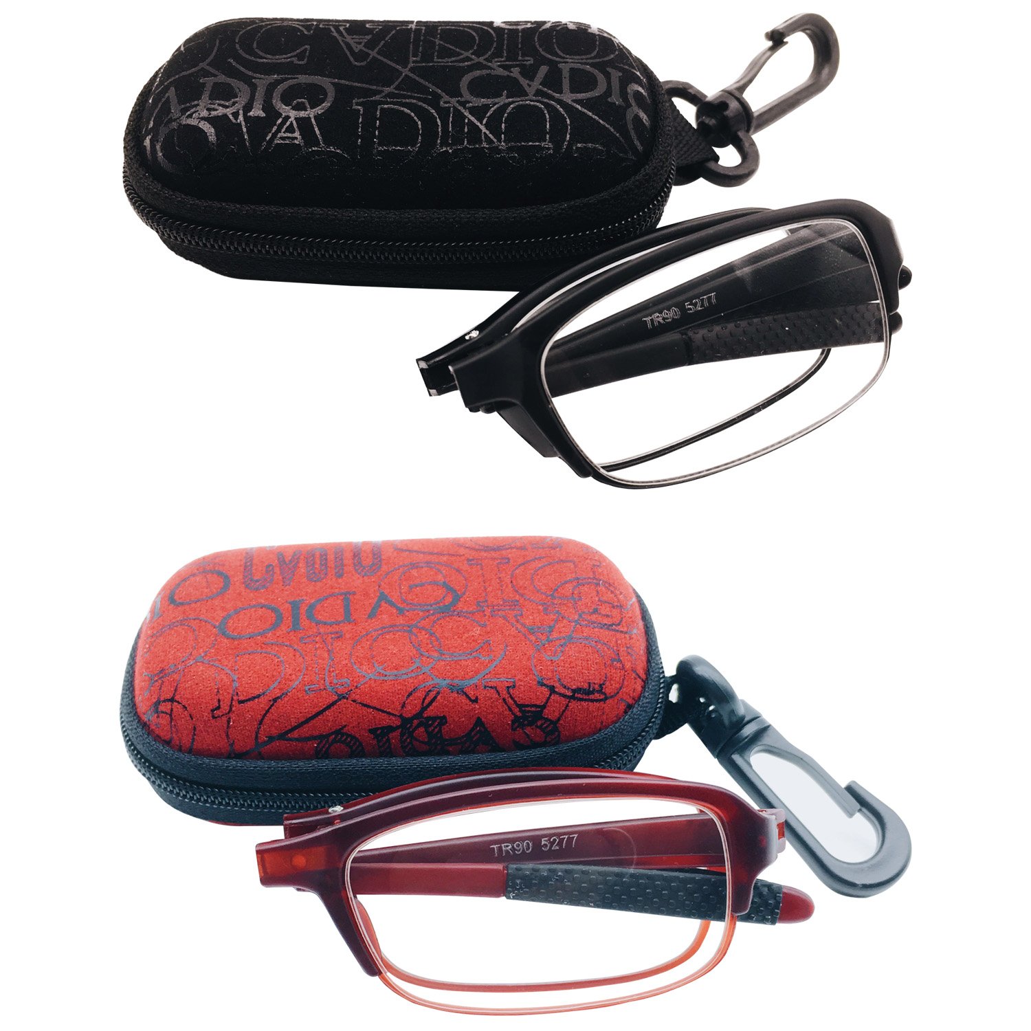 2 Pairs Lightweight Folding Reading Glasses with Portable Travel Case | Reading, Travel & Everyday Use | +1.00 to +4.00 Magnification