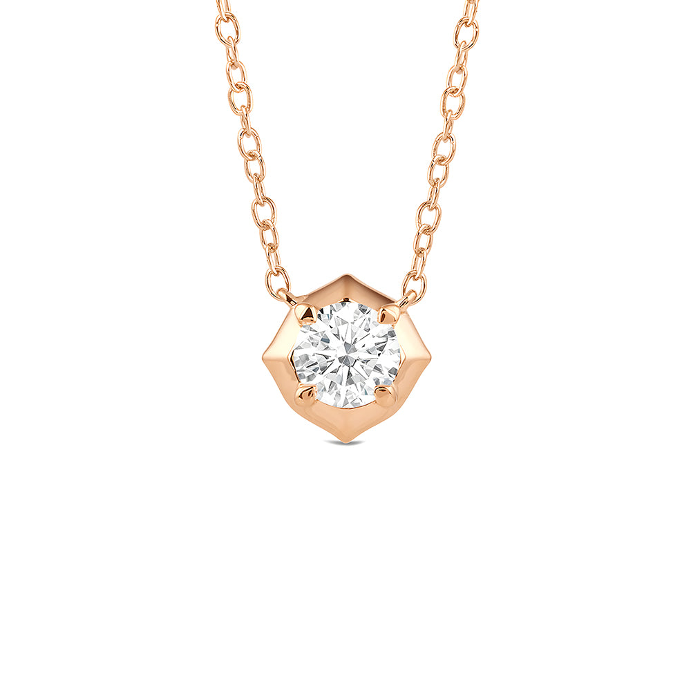 Lab Grown Hexagonal Diamond Solitaire Pendant Necklace - 14K Gold/Platinum - Perfect for Weddings, Anniversaries & Special Occasions