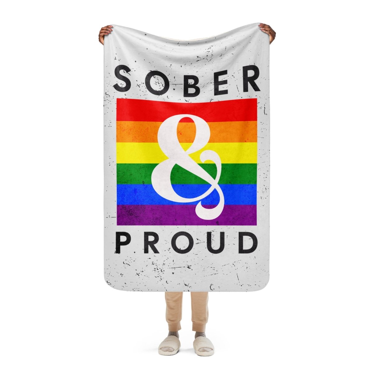 Sober & Proud Resilience Sherpa Blanket - Soft Warm Fleece Throw for Recovery & Sobriety - Perfect for AA Meetings, Meditation & Cozy Home Comfort