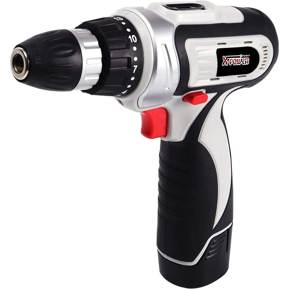 X-Power 12V Brushless Cordless Drill with 1300mAh Lithium Battery & Accessories - Powerful Rechargeable Screwdriver for Home DIY Projects, Woodworking, and Construction Work