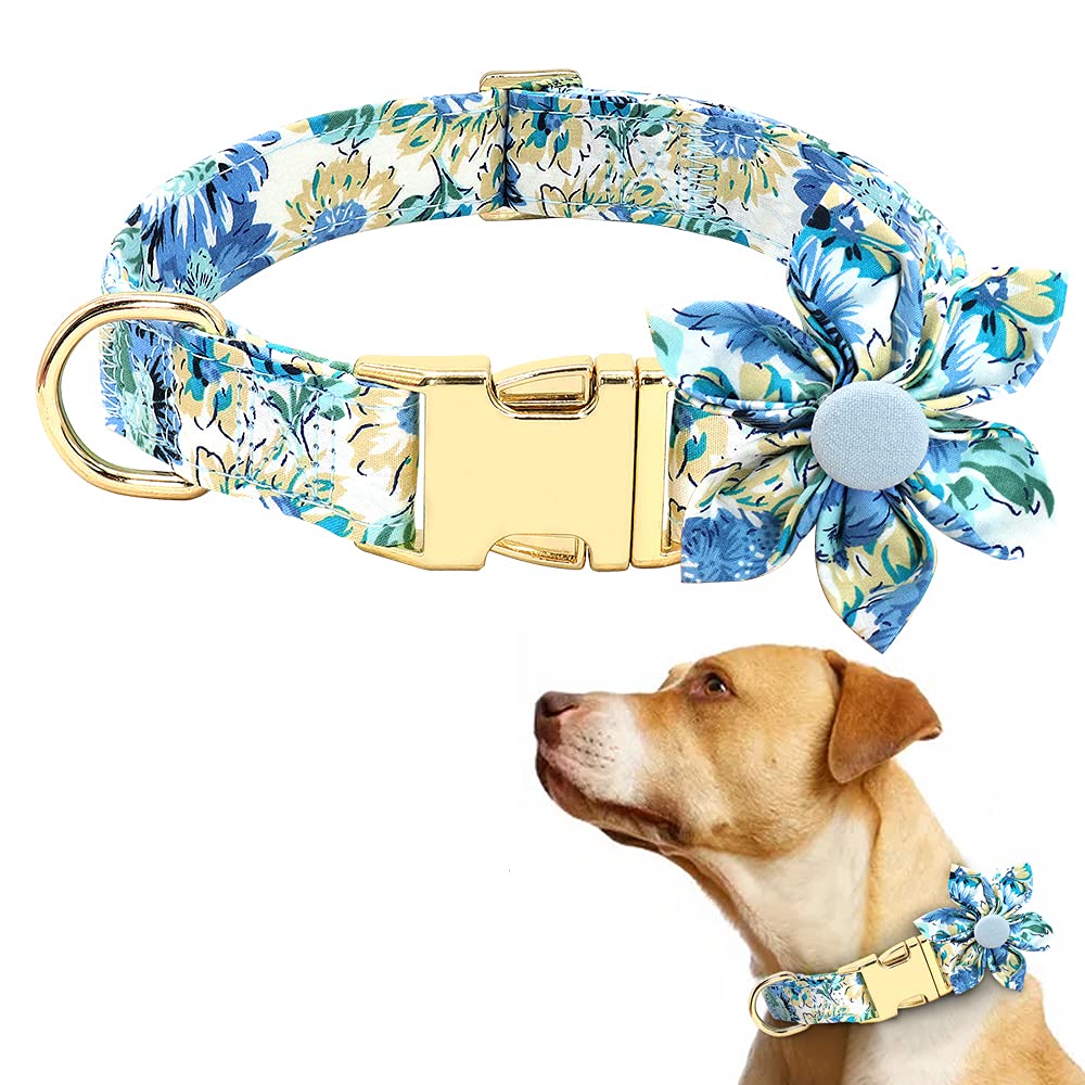 **Flower Dog Collar for Small, Medium & Large Dogs - Adjustable, Soft & Durable Pet Collar with Safety Metal Buckle (11.5-24.5’’) - Perfect for Walks, Training & Fashion Accessories**