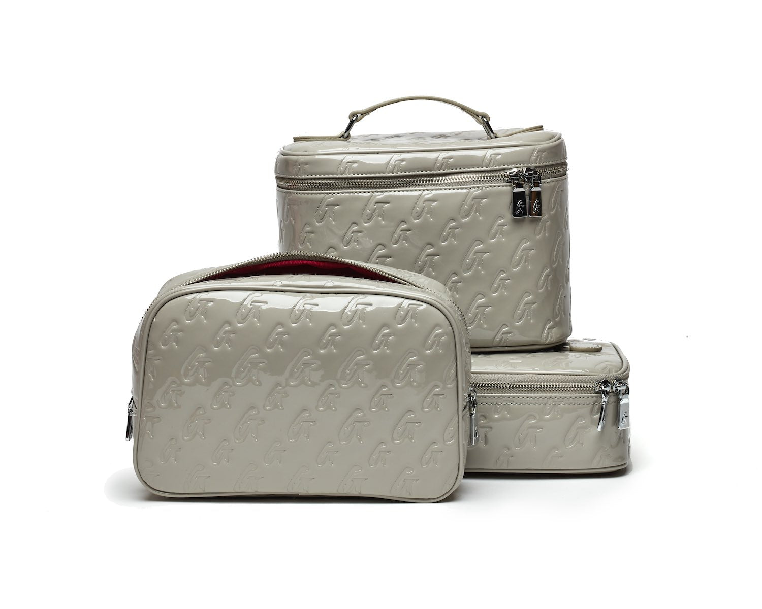 Large Monogram Toiletry Bag in Mirror Gray – Perfect for Travel, Gym & Weekend Getaways | Water-Resistant & Spacious Cosmetic Organizer