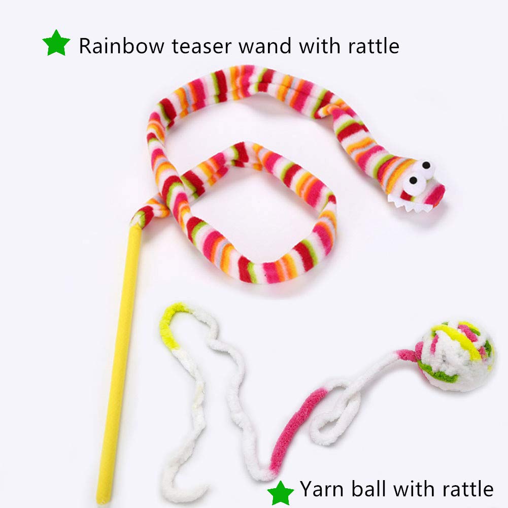 24-Piece Cat Toys Variety Pack - Interactive Wand, 3-Way Tunnel, Catnip Fish & Mouse, Crinkle Balls, Feather & Chew Toys - Deluxe Kitten Play Set for Indoor Cats | Perfect for Christmas Gifts, Birthday Presents & Playtime Stimulation