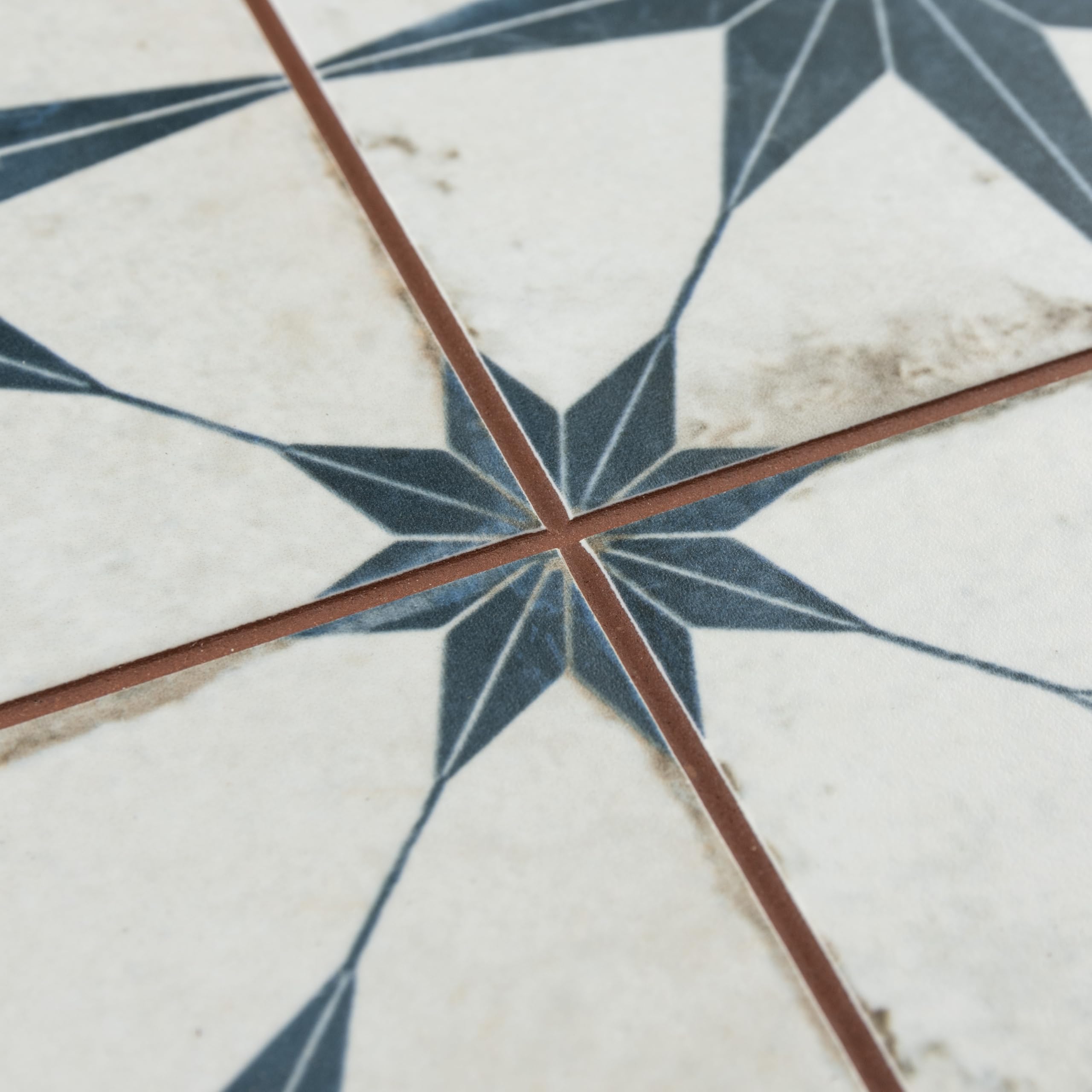 Merola Tile Harmonia Kings Star Blue 13x13 Inch Ceramic Floor & Wall Tile - Perfect for Bathroom, Kitchen Backsplash & Home Decor