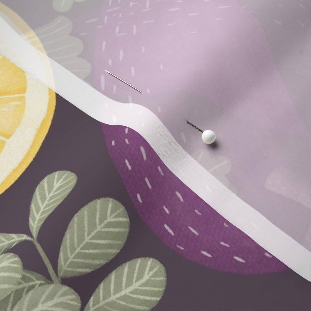 Hand Drawn Vegetables Leaves Garden Food & Lemons Printed Chiffon Fabric by The Yard - Perfect for Sewing Fashion Apparel, Dresses & Home Decor - Ideal for Kitchen Curtains, Table Runners & DIY Craft Projects