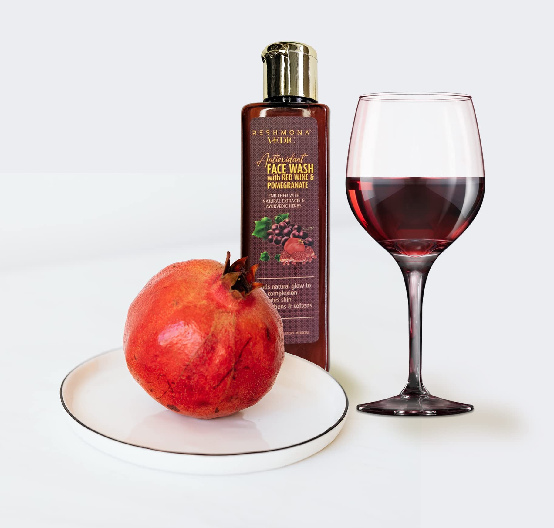 RESHMONA VEDIC Antioxidant Face Wash with Red Wine Extract & Herbal Blend | Anti-Aging Formula to Reduce Wrinkles & Nourish Skin | Rich in Antioxidants for Daily Skincare Routine