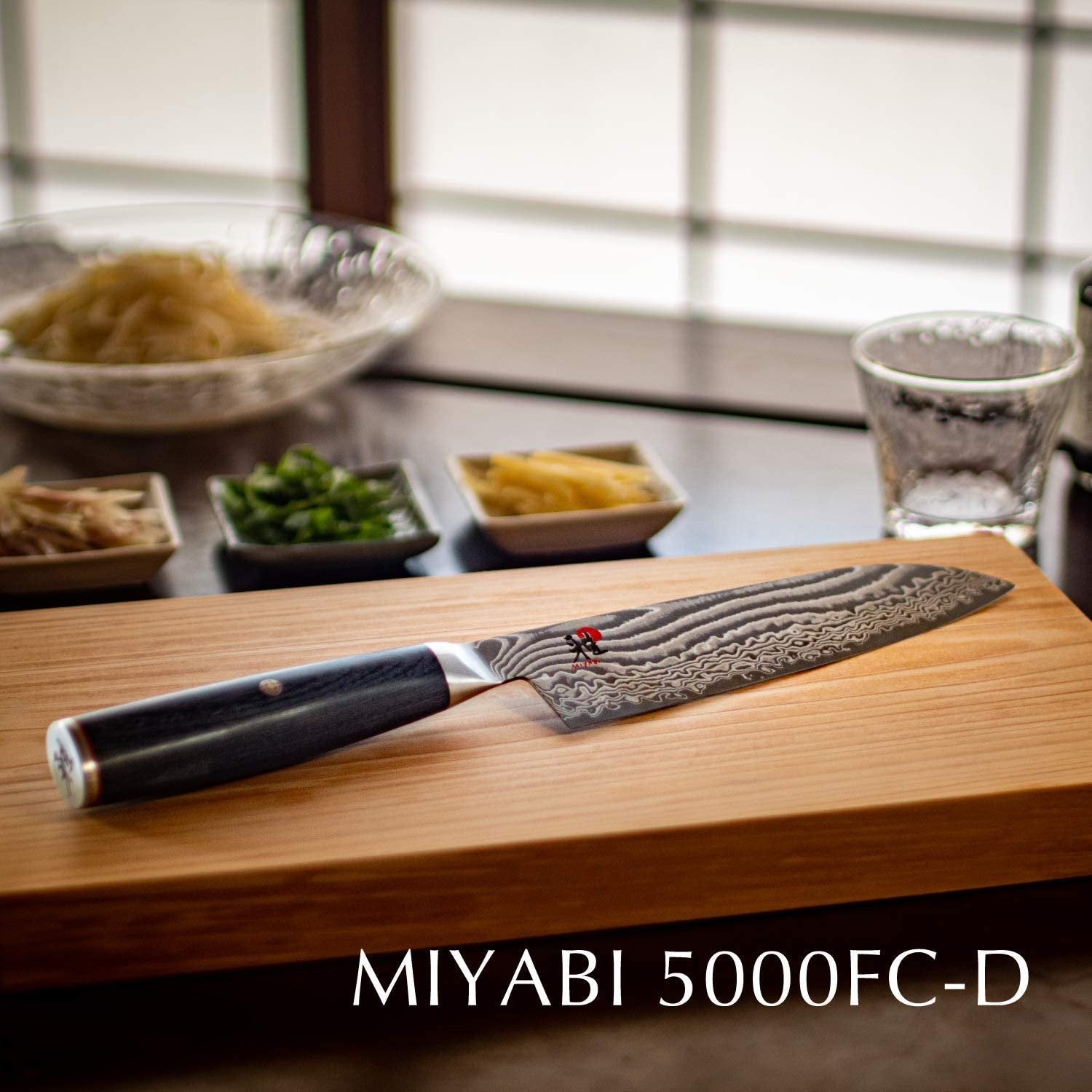 Miyabi 5000FC D Damascus Steel Santoku Knife 180mm - Premium Japanese Kitchen Knife for Professional Chefs & Home Cooking - Perfect for Slicing, Dicing & Chopping Vegetables, Meat & Fish