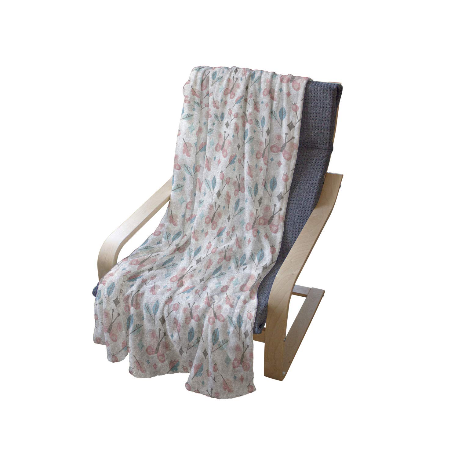 Ambesonne Pastel Throw Blanket - Soft Flannel Fleece Blanket with Butterfly & Round Patterns, 50