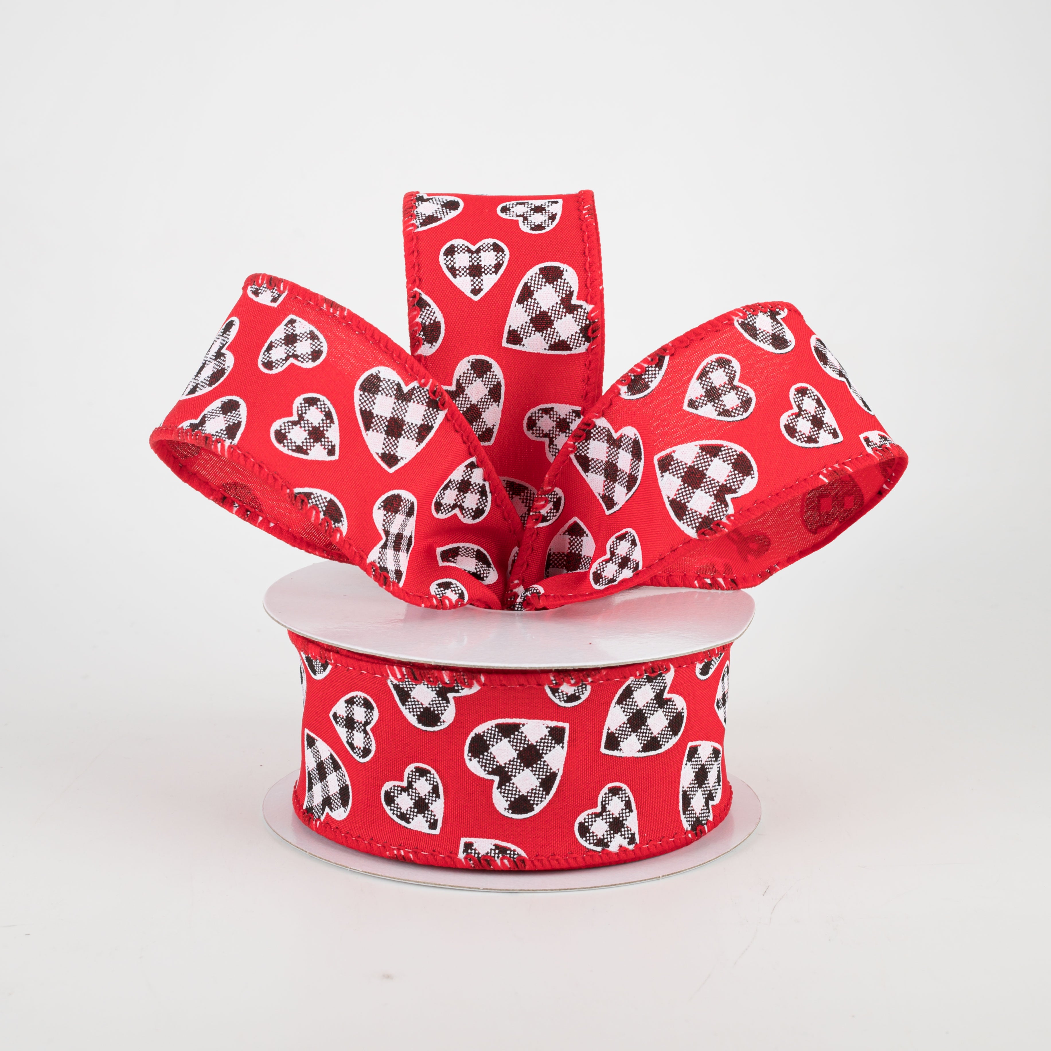 1.5 Inch Buffalo Check Heart Ribbon - Red Plaid Craft Ribbon (10 Yards) for DIY Valentine's Day Gifts, Holiday Decorations, and Scrapbooking Projects