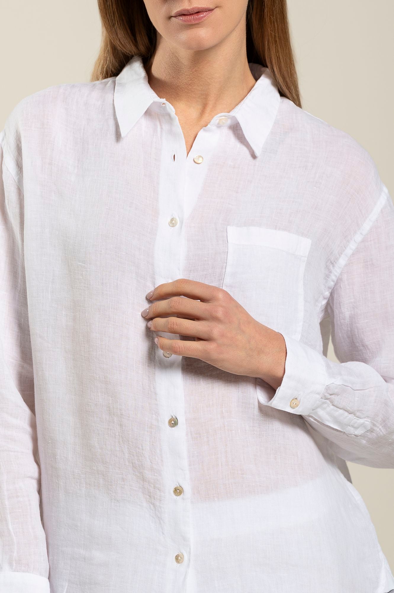 Women's Long Sleeve Classic Button-Down Shirt with Chest Pocket - Office Wear, Casual Outfits & Business Attire