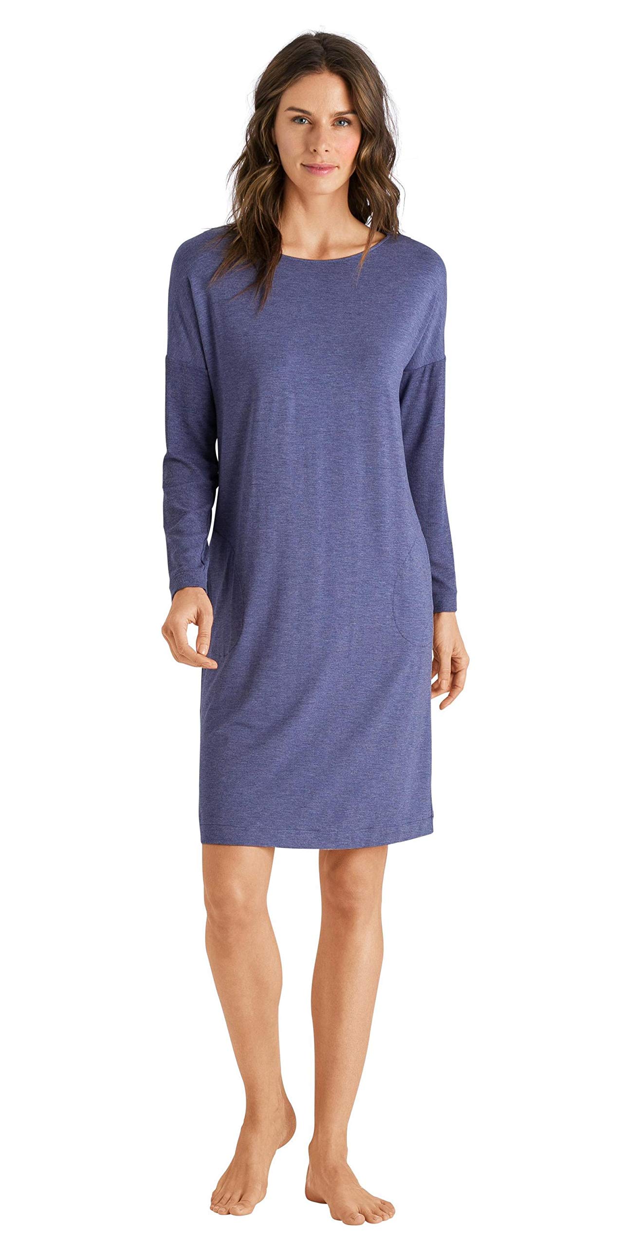 HANRO Women's Natural Elegance Long Sleeve Nightgown - Soft Cotton Sleepwear for Comfortable Nights, Perfect for Relaxing at Home or Romantic Evenings