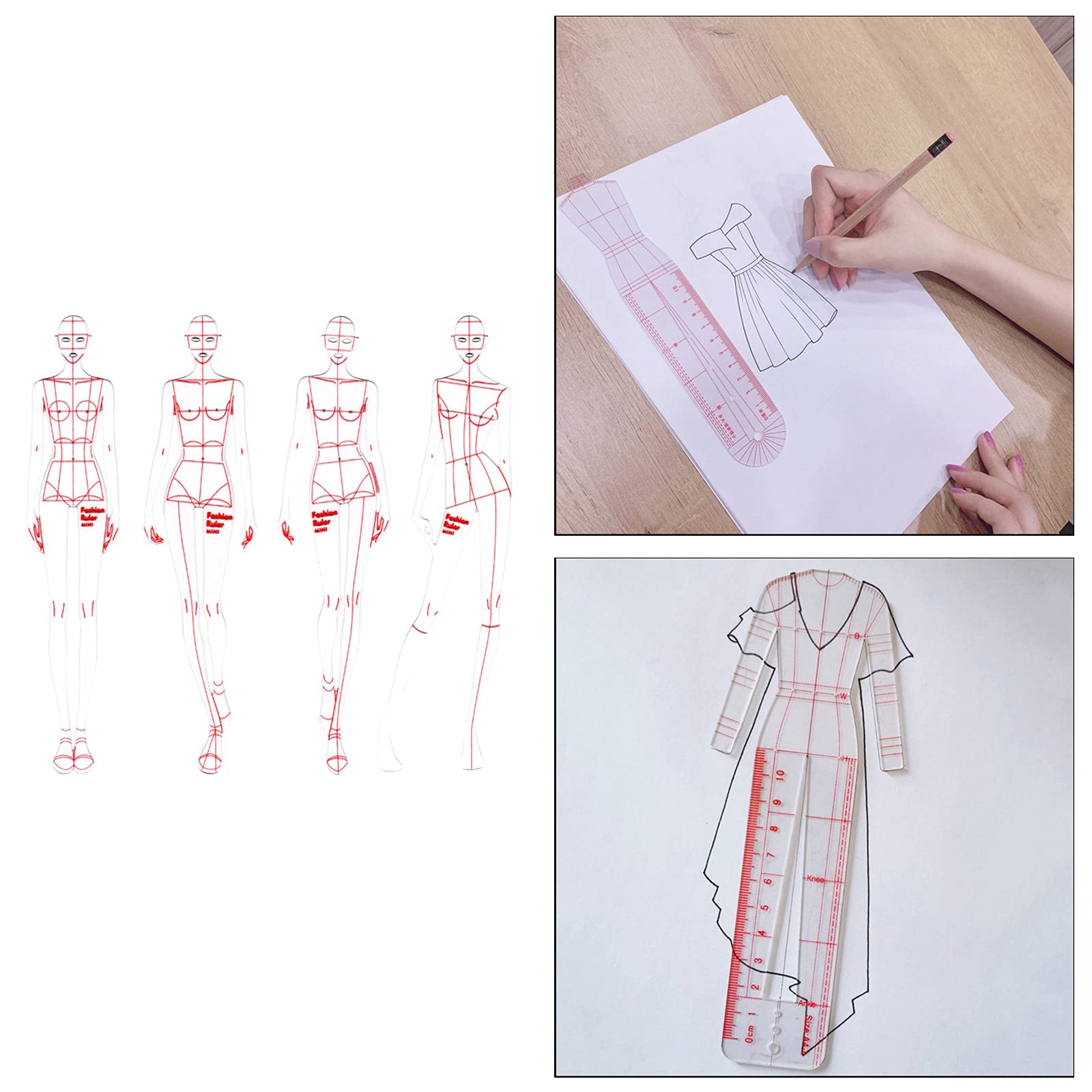 4-Piece French Curve Ruler Set for Sewing, Dressmaking & Fashion Design - Tailor's Template for Human Body Patterns - Perfect for DIY Clothing, Costume Making & Professional Garment Design