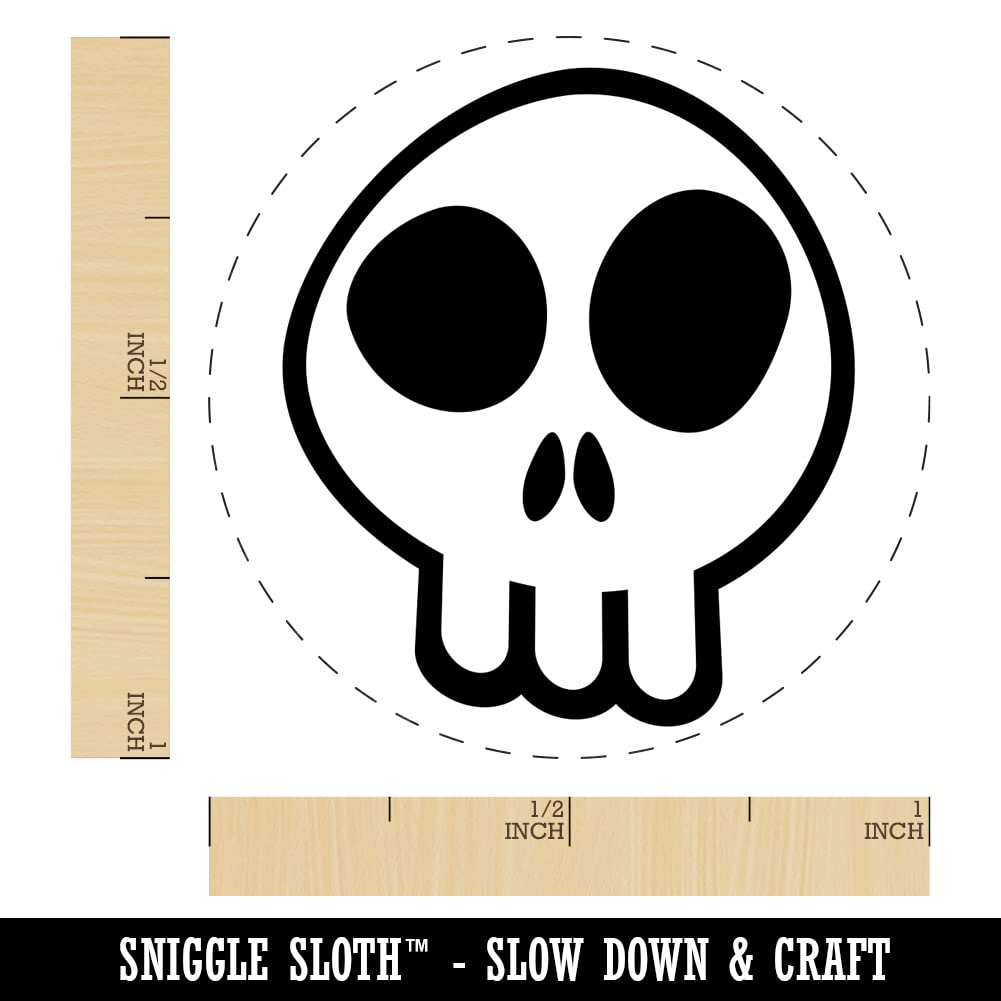 Fun Skull Self-Inking Rubber Stamp - 1 Inch Medium Red Ink Stamper for DIY Crafts, Scrapbooking, Planner Decoration & Office Use - Perfect for Halloween, Gothic Projects & Document Stamping