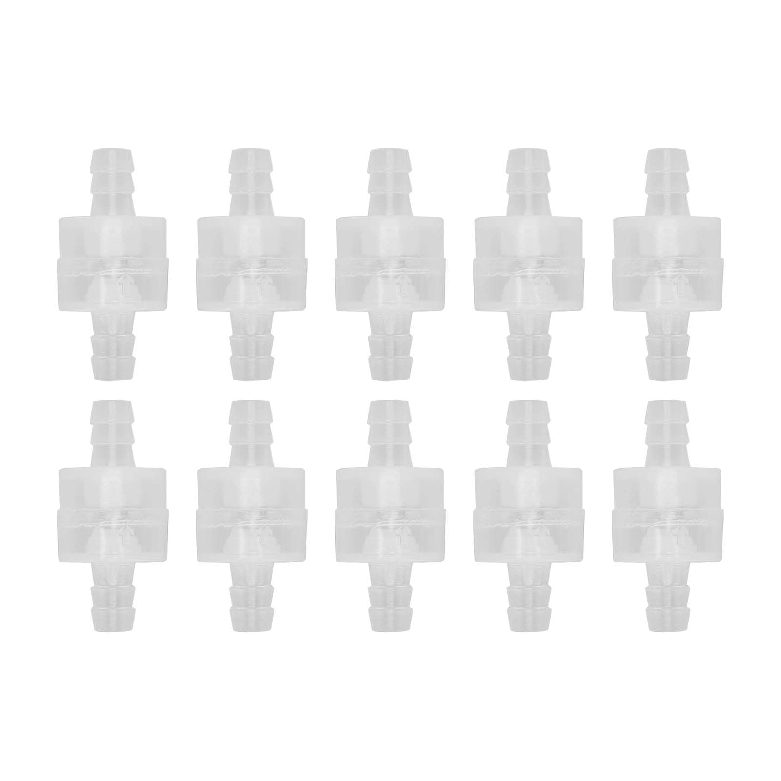 10 Pcs 1 Way Check Valve Translucent Water Stop Hose Check Valve with Spring - 8mm Chemical Resistant for Industrial, Plumbing, and Irrigation Systems