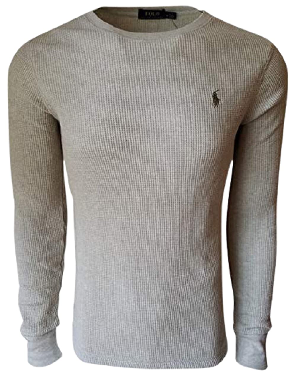 Ralph Lauren Men's Long Sleeve Waffle Knit Crewneck Polo Shirt - Small, Dune Tan - Casual Wear & Layering Essential for Fall & Winter
