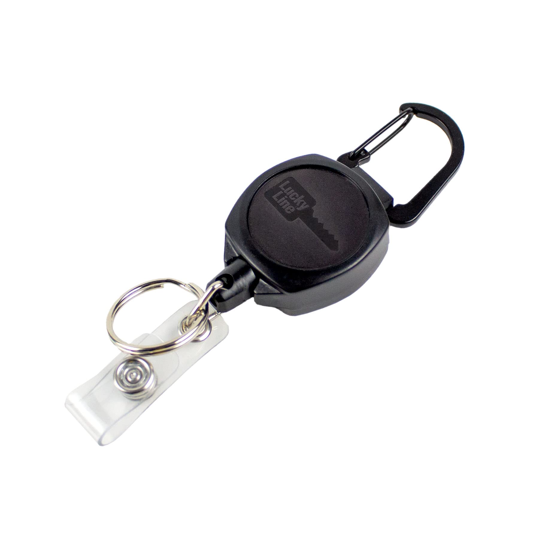 Lucky Line Key-Bak Sidekick Retractable Clip On Badge Holder (43461) - Black | Secure ID Card Holder for Work, School & Events | Durable & Convenient for Nurses, Teachers & Office Professionals