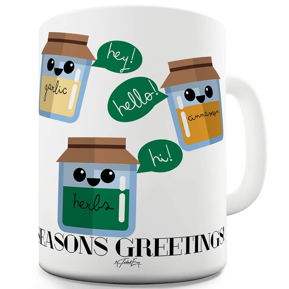 Funny Rude 11 OZ Coffee Mugs for Men - Seasons Greetings Pun Humor - Perfect for Office Gifts, White Elephant Parties & Christmas Stocking Stuffers