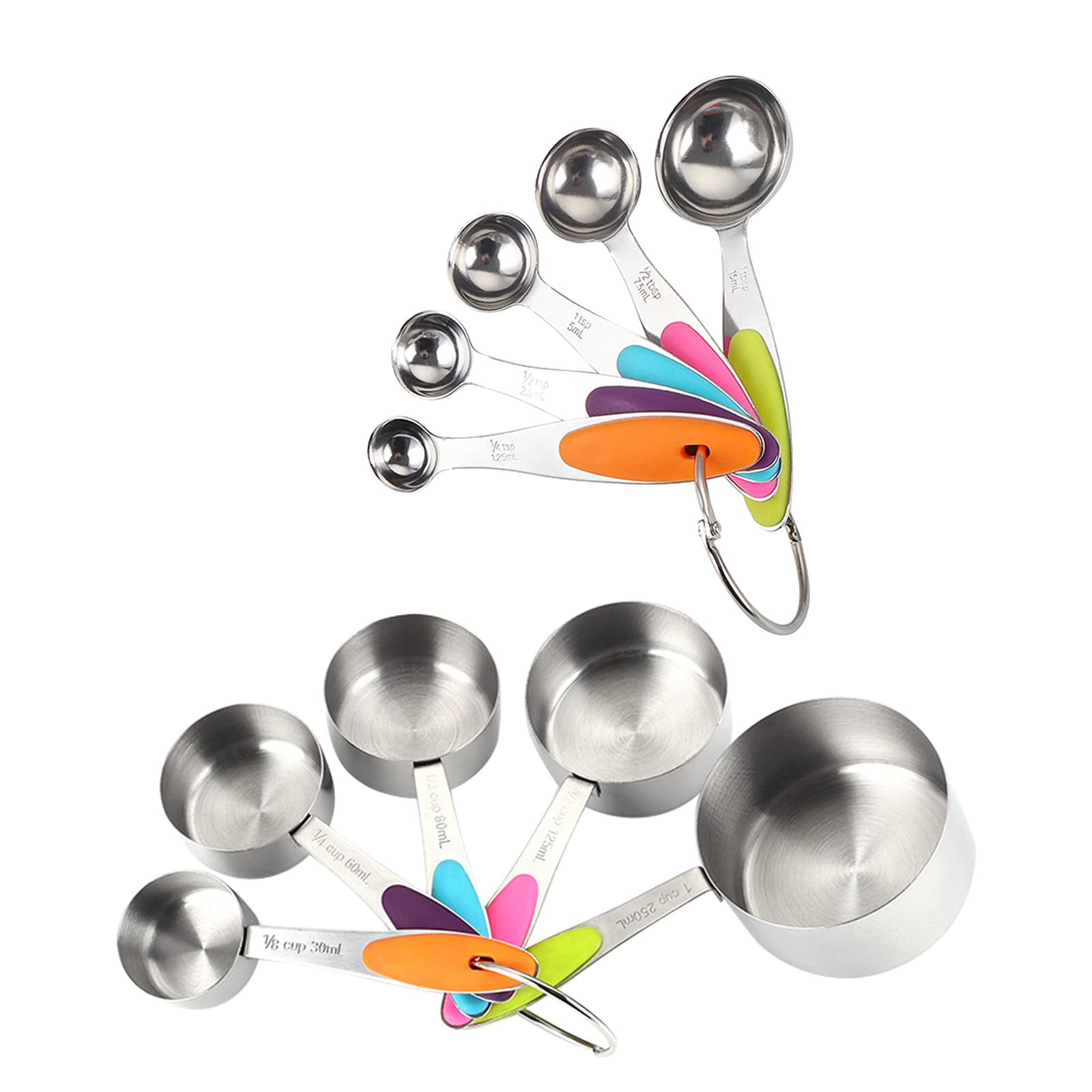Ankeer 10-Piece Stainless Steel Measuring Cups and Spoons Set - Heat-Resistant for Dry & Liquid Ingredients - Essential Baking & Cooking Utensils for Kitchen, Meal Prep, and Professional Chefs