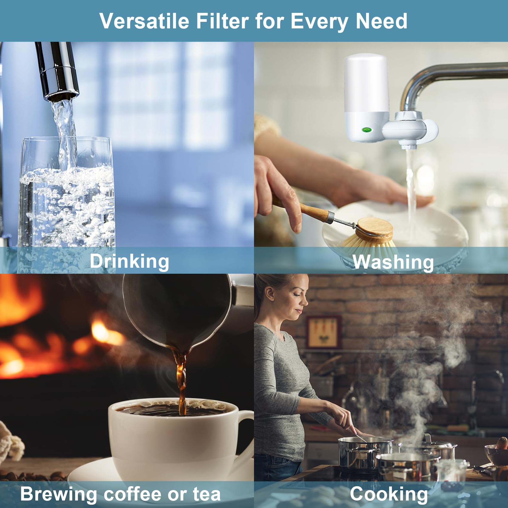 Brita® Faucet Water Filter Replacement - 4 Pack White Sink Filter Attachment Compatible with Brita® Faucet Mount System | Clean Tap Water for Drinking, Cooking & Baby Formula Preparation