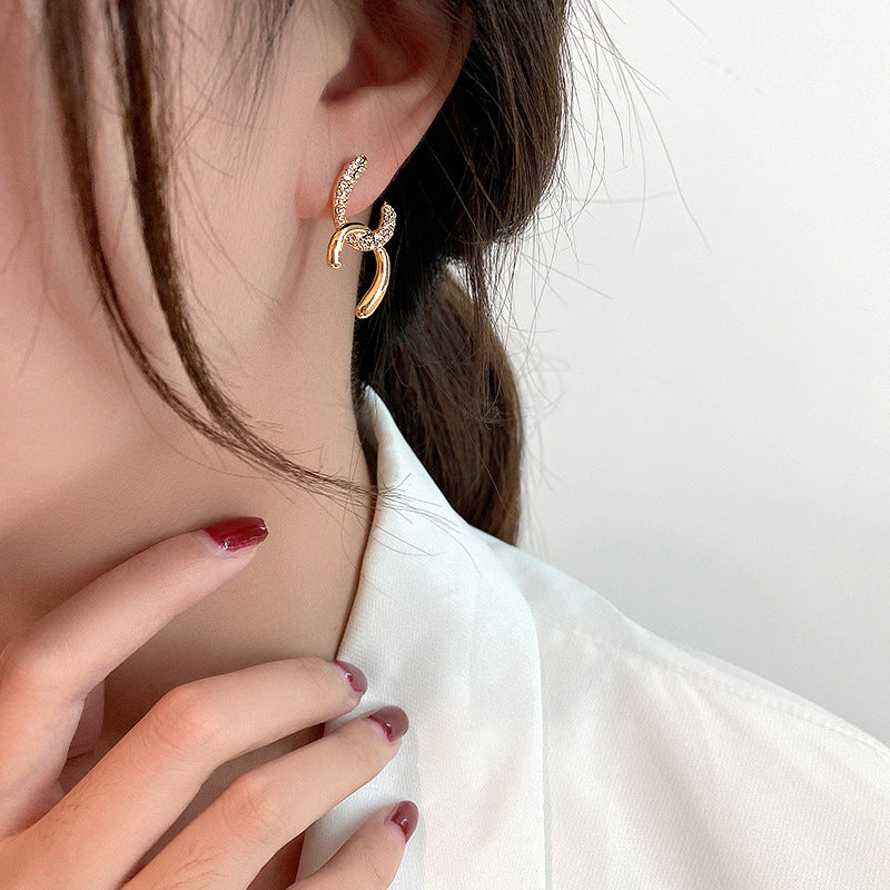 Duo Tone Gold Bar Stud Earrings for Women - 14K Gold Plated Minimalist Dangle Earrings | D5688 | Perfect for Everyday Wear, Office & Special Occasions