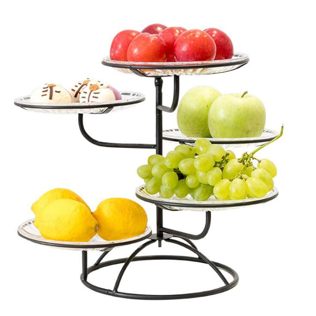 Multi-Layer Metal Fruit Stand with Cover - Round Base Snack Rack, Cake Tray for Kitchen & Living Room - Durable Black Fruit Shelf for Organizing Fruits, Snacks, Desserts | Perfect for Parties, Dining Tables, and Countertop Display