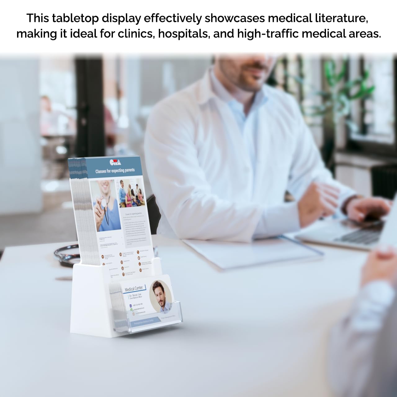 50 Pack White Acrylic Trifold Brochure Holder for 4.25