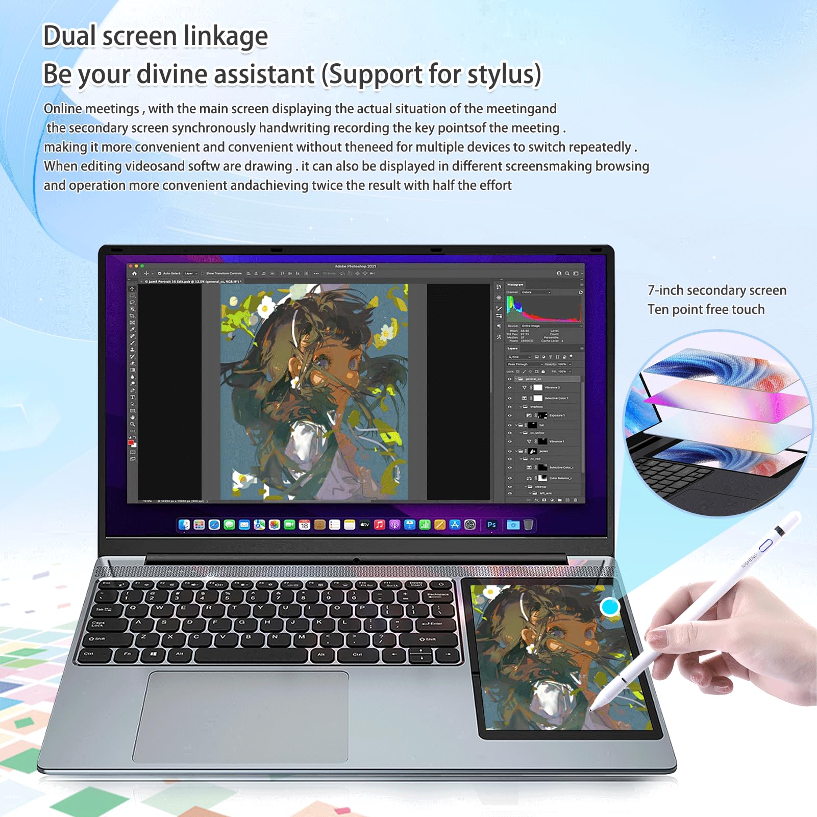KingnovyPC Dual Screen Laptop 15.6