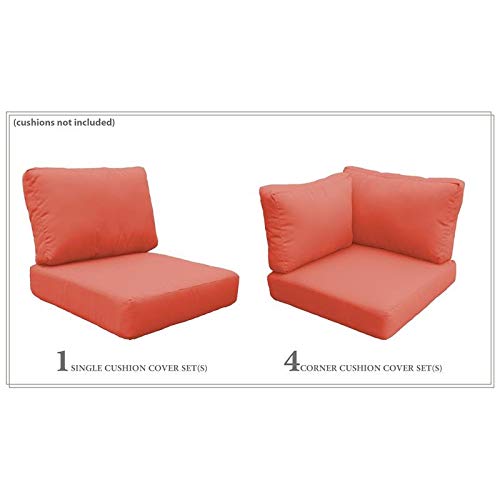 TK Classics High Back Cover Set in Tangerine for LAGUNA-06p Patio Furniture - Replacement Cushion Covers Only (No Cushions Included) - Perfect for Outdoor Lounging, Poolside Relaxation & Backyard Decor